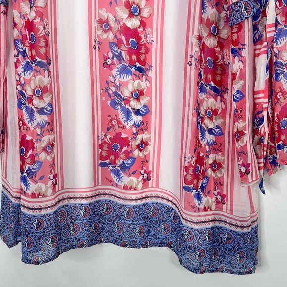 As U Wish A Line Bell sleeve blue/red/white loose fit dress size XL 100% poly - Picture 7 of 13